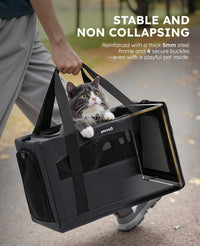 Pecute Cat Carrier Stable, Pet Carrier with Privacy Partition - Dark Gray Regular / 16.9"L x 11.0"W x 11.0"H - image 2