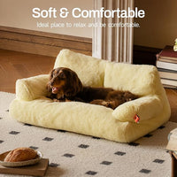 MEWOOFUN Cat Beds for Indoor Cats, Washable Small Dog Beds for Medium Small Dogs & Cats up to 25 Lbs, Fluffy Cat Couch with Non-Slip Bottom (Yellow, 26.0" L x 19.0" W x 13.0" Th)
