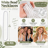 ZZYFGH 12 PCS Bead Necklace, 33'' Mardi Gras Beaded Necklaces – Fun for Kids & Family - White - image 2