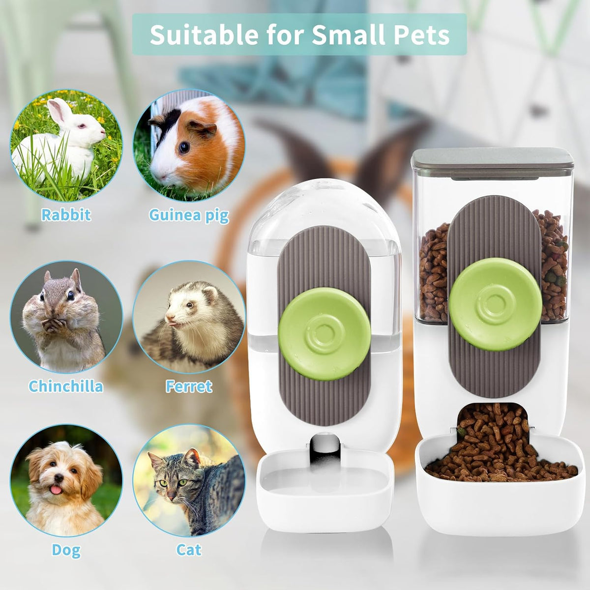 Lemtrflo Rabbit Feeder, Bunny Water Bottle Dispenser - White Brown - image 3