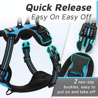 Eagloo Small Dog Harness No Pull, Service Vest with Reflective Strips and Control Handle, Adjustable and Comfortable for Walking, No Choke Pet Harness with 2 Metal Rings, Sky Blue, XS