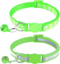 2 Pack Breakaway Cat Collars with Bells - Fluorescent green