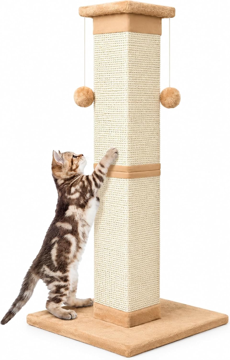 SOCATER Cat Scratching Post 33 Inch, Beige – Essentials for Cats - Orange