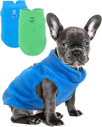 2 Pieces Fleece Dog Sweater Vest Winter Warm Dog Clothes for Small - blue,green / Medium(7-10lbs)