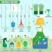 Magic4U 22 piece kids gardening tools set with shovel, rake, gloves and apron - view 3