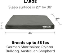 Furhaven Water-Resistant Cooling Gel Dog Bed for Large/Medium Dogs w/ Removable Washable Cover, For Dogs Up to 55 lbs - Indoor/Outdoor Logo Print Oxford Polycanvas Mattress - Stone Gray, Large