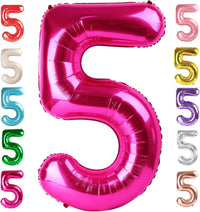 Number Balloons 1st Birthday Decorations - Hot Pink / Number 5