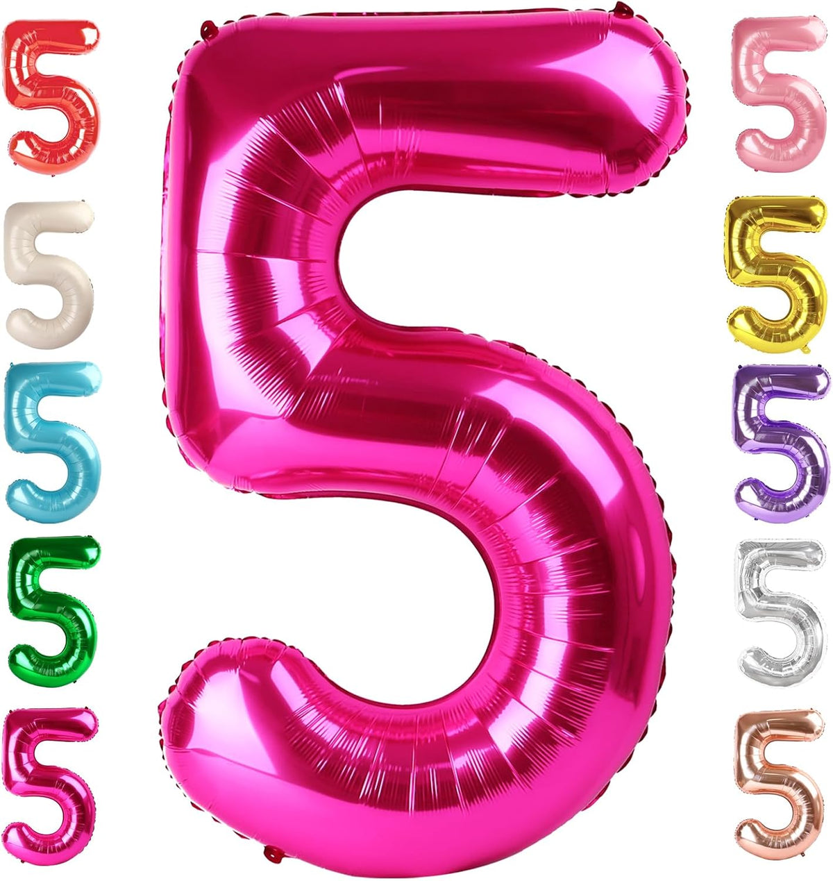 Number Balloons 1st Birthday Decorations - Hot Pink / Number 5