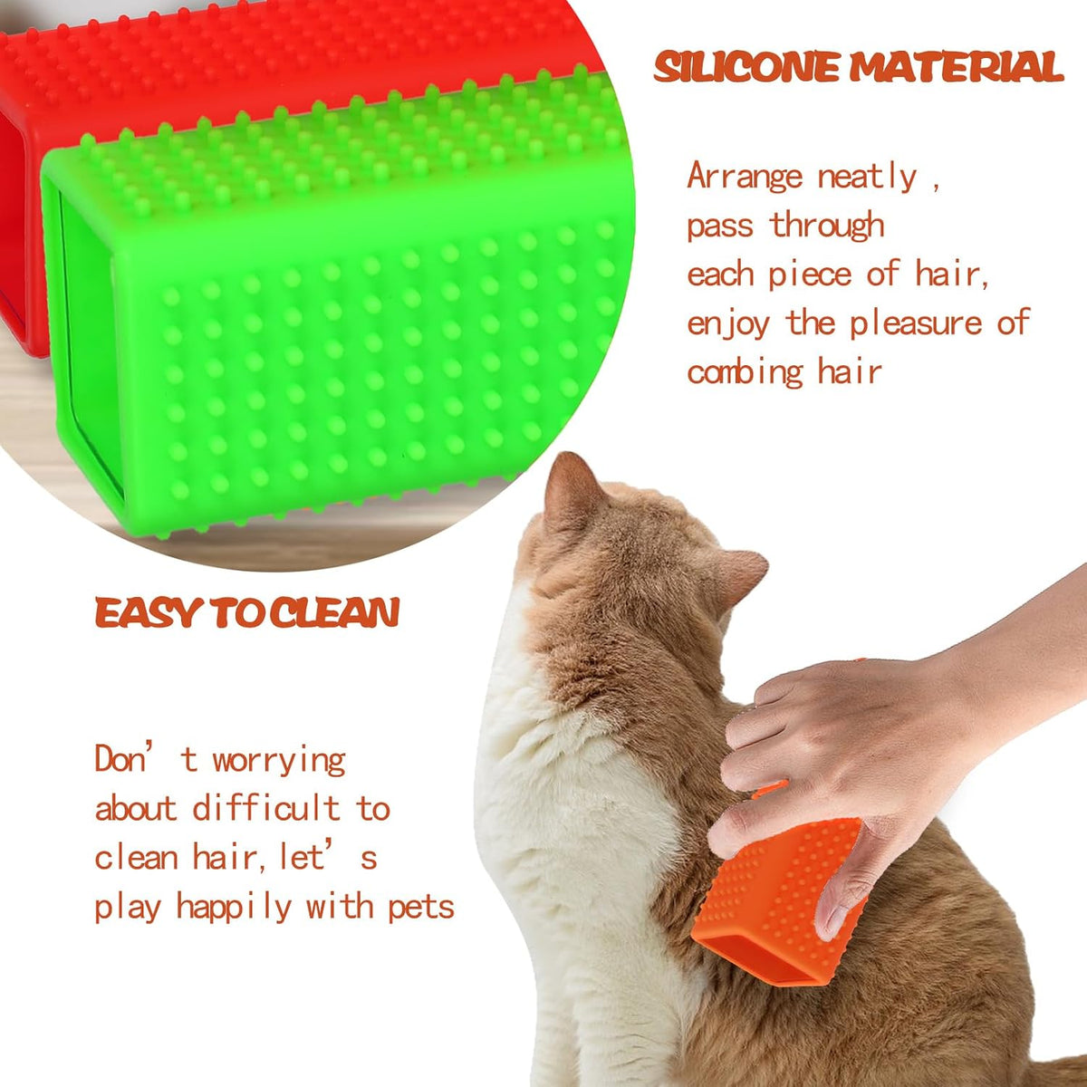 2pcs Pet Dog Cat Hair Remover, Pet Hair Removal Tool - redgreen - image 3