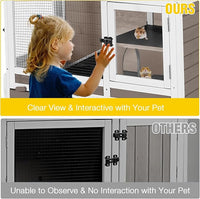 AIVITUVIN Wooden Guinea Pig Cage Indoor with Cooling Plate and Anti-Chewing Edges Two-Story Rabbit Hutch Pull Out Tray Outdoor Rabbit Cage with Raised Stand and Wire Mesh Small Animals Cage (Brown