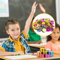 Mczxon caught being good coins, 100 colorful plastic reward tokens with a small slotted jar - view 4
