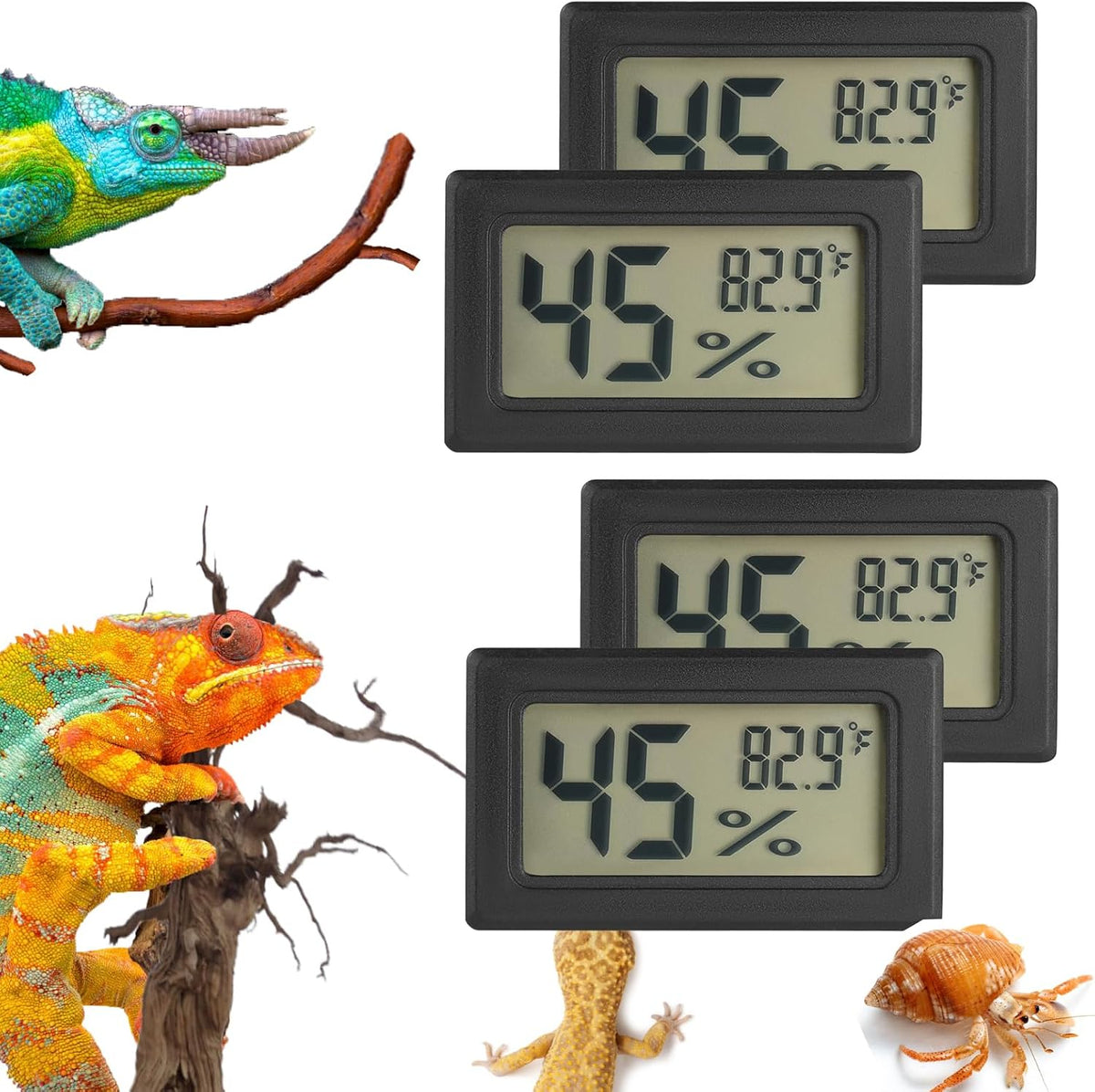 Reptile Thermometer and Humidity Gauge Digtal Terrarium Thermometer - 4 / rectangle