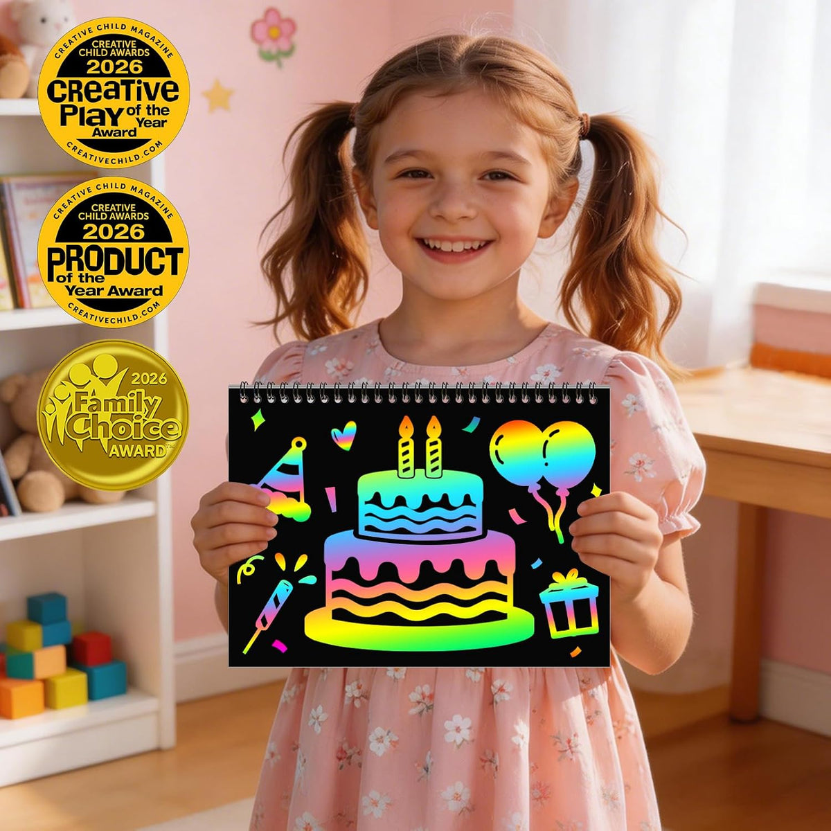 ZMLM Scratch Paper Art-Crafts Gift: 2 Pack Rainbow Notebooks Supplies - Dark Yellow - image 2