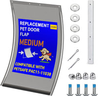 2PC Replacement Flap PAC11-11039 with Screws & Washers for PetSafe - With Bracket-smoky Translucent / Medium PAC11-11038 / 1
