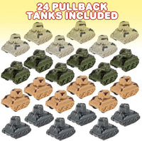 ArtCreativity 24 pack of 2 inch mini pullback army tanks in four colors - view 2