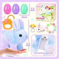Plush Bunny Easter Toys for Kids,Interactive Bunny with Sounds,Can Walk and Wag Tail with Remote Control Leash,Easter Eggs with Surprise,Easter Birthday Gift for Toddlers