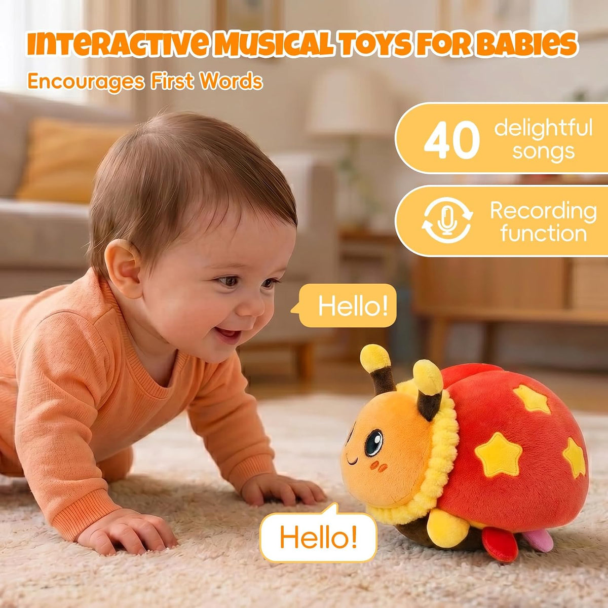 Interactive Crawling Crab Baby Toy - Red - image 2