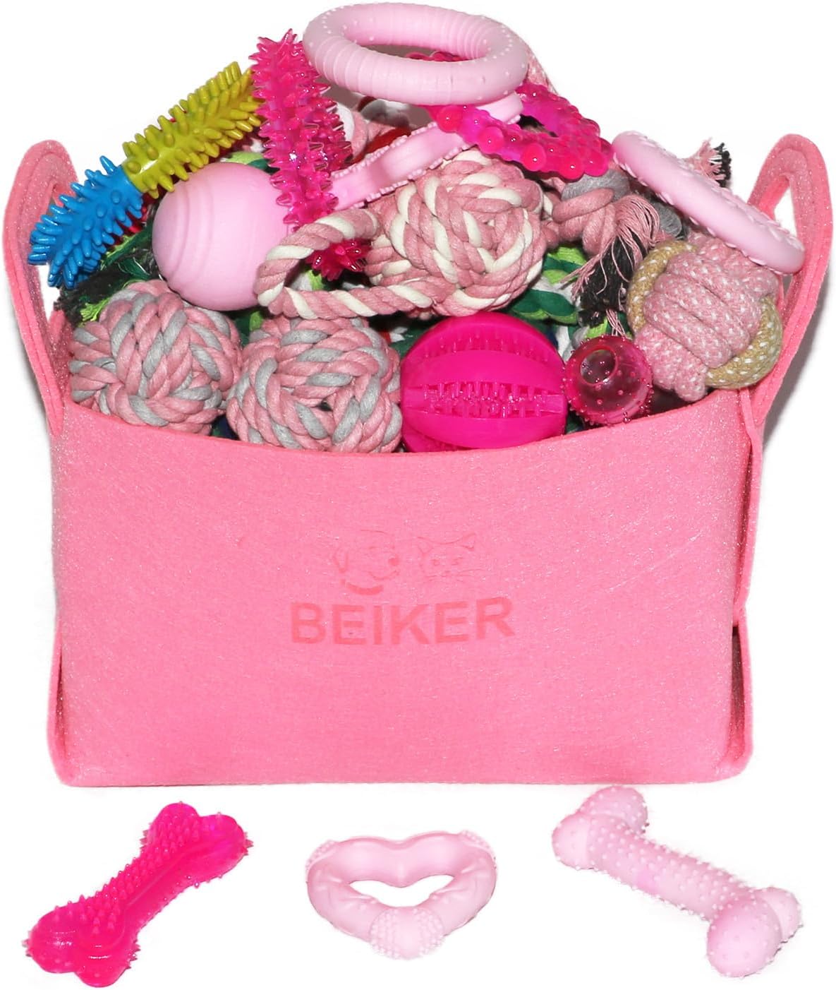 Beiker 20 Pack Puppy Chew Toys - Pink