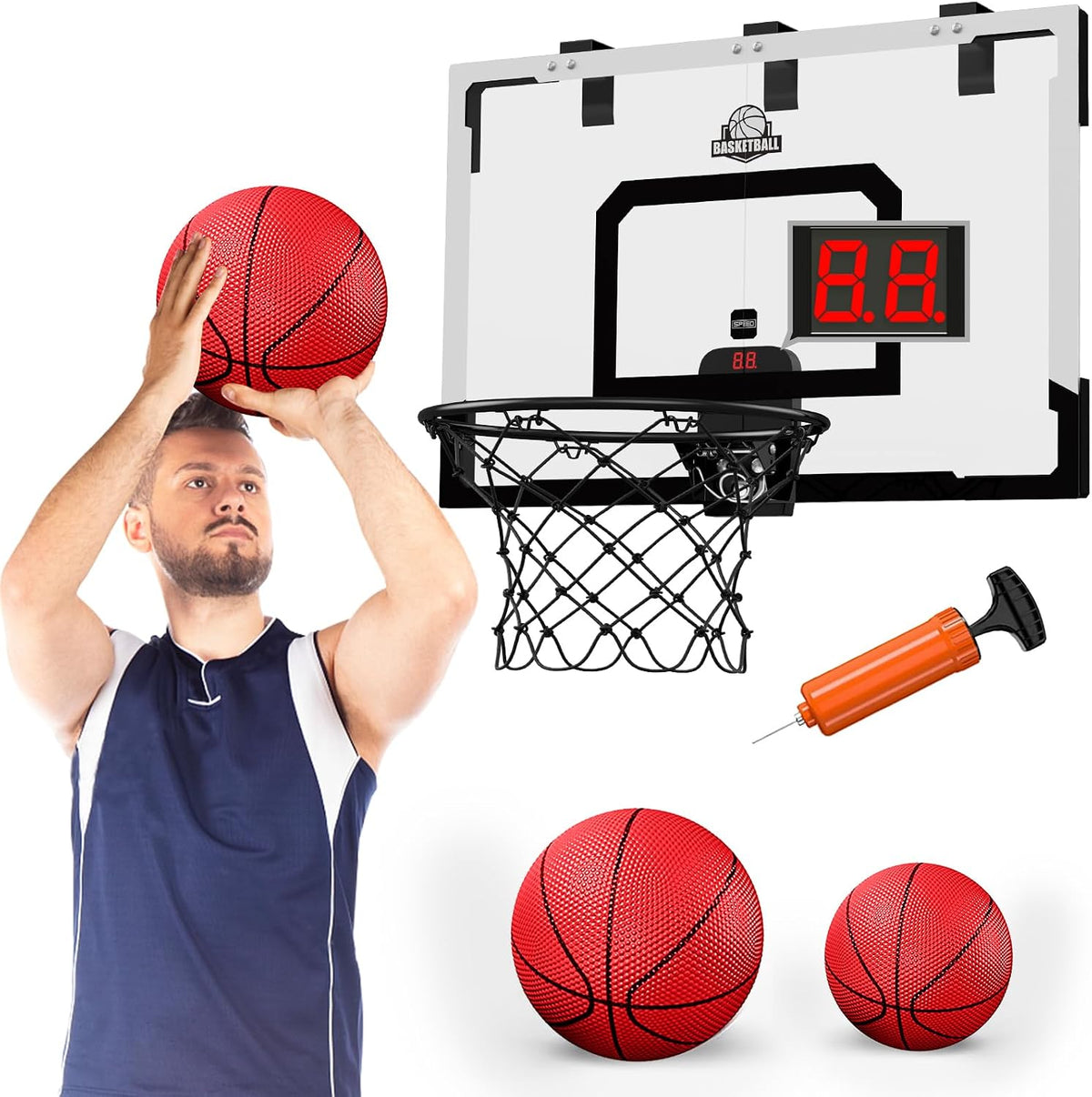 HYES over the door basketball hoop with 24x16 inch backboard and break-away rim - view 3