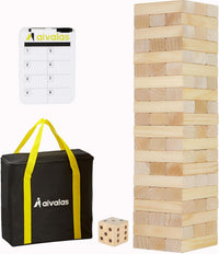 Aivalas Giant Tumble Tower 57 Blocks 4.2FT Indoor Outdoor Games - XL-Up to 5FT-57PCS