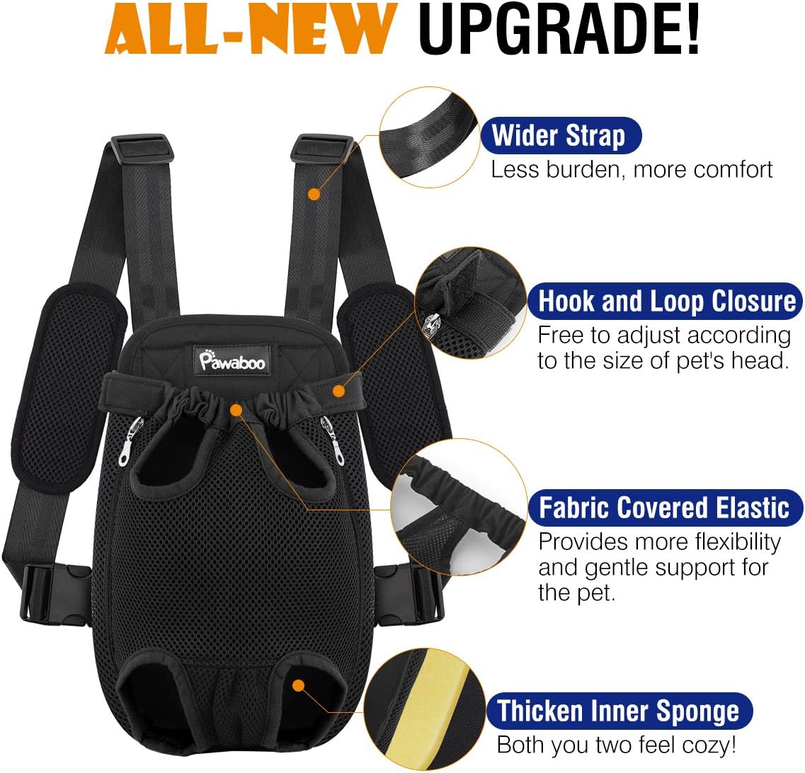 Pawaboo Pet Front Carrier Backpack for Small Medium Dogs – Essentials for Dogs - A-Black / Small (Pack of 1) - image 2