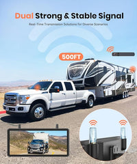 AUTO-VOX 7.2" DVR Portable Solar Wireless Backup Camera:HD 1080P 2 Min Quick Installation Support 2 Split Screen Back up Camera, IP69K Waterproof Reverse Camera for Car, Van, SUV, Truck, Trailer