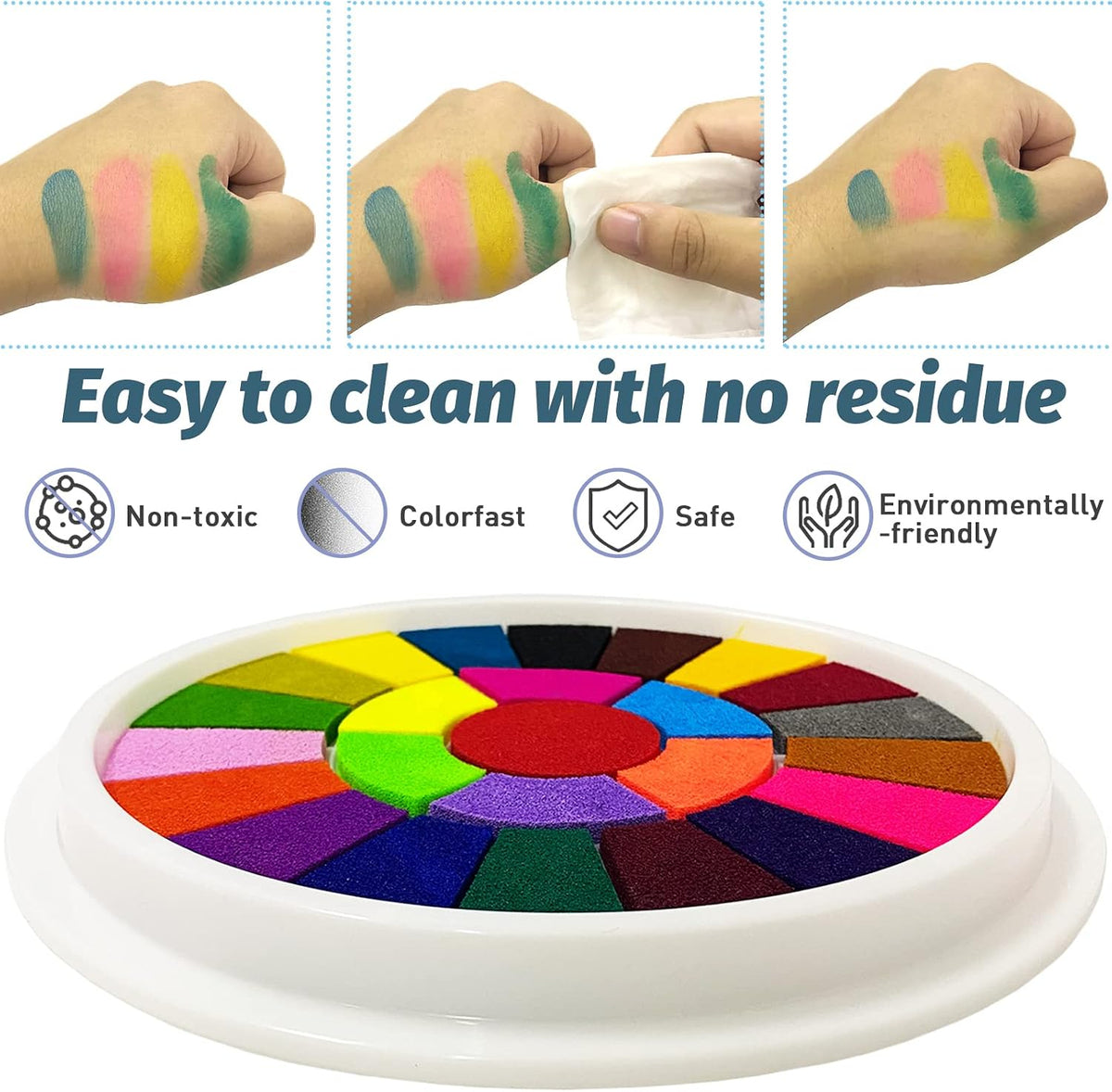 Fottaqqan finger painting kit for kids with 25 color round ink pad and picture album - view 4