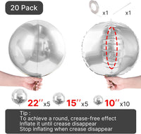 PartyWoo Metallic Silver Foil Balloons 20pcs Large Round Giant 4D - Silver / 20 PCS-3 Sizes - image 4