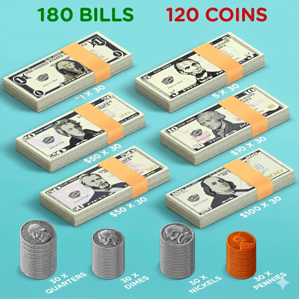 Play Money Set for Kids, Includes: Bills, Coins - image 2