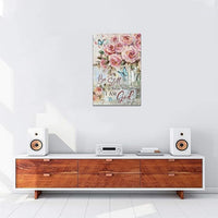 Farmhouse Rose Wall Art Christian Scripture Pictures Pink Rose Wall Decor Rustic Floral Butterfly Canvas Print Painting Artwork for Bathroom Living Room Bedroom 16"x24"