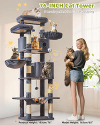 Taoqimiao 32.2in Cat Tree with Toy - Smoky Gray / 76 inch - image 3