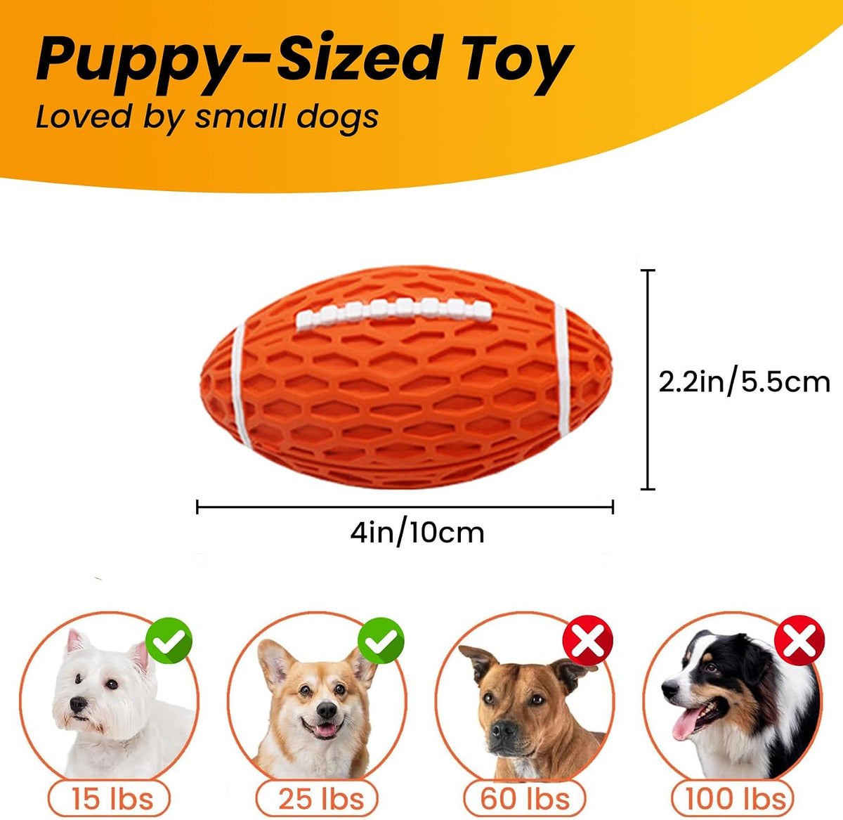 Puppy Toy, Interactive Squeaky Dog Ball Toys for Small Dogs – Essentials for Dogs - Orange / Small - image 2