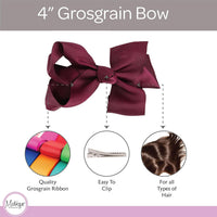 Motique Accessories 4 inch dusty rose grosgrain hair bow for girls on a metal alligator clip - view 29
