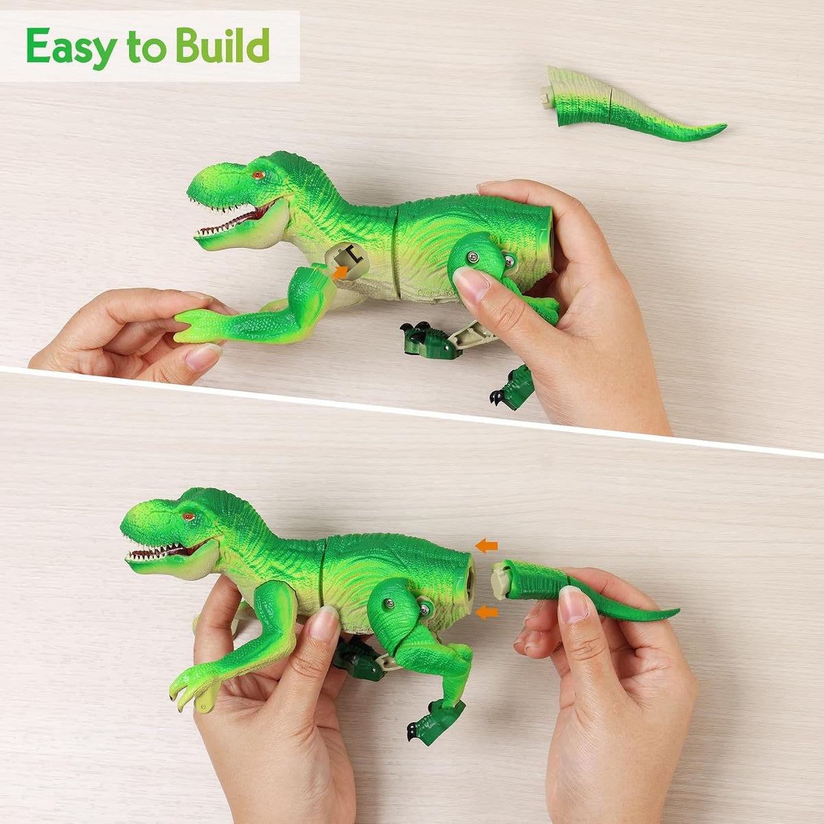 IQKidz Dinosaur World Race Track Toys, 1 Race Car, 6 Dino Toys - Green Tyrannosaurus-Rex - image 2