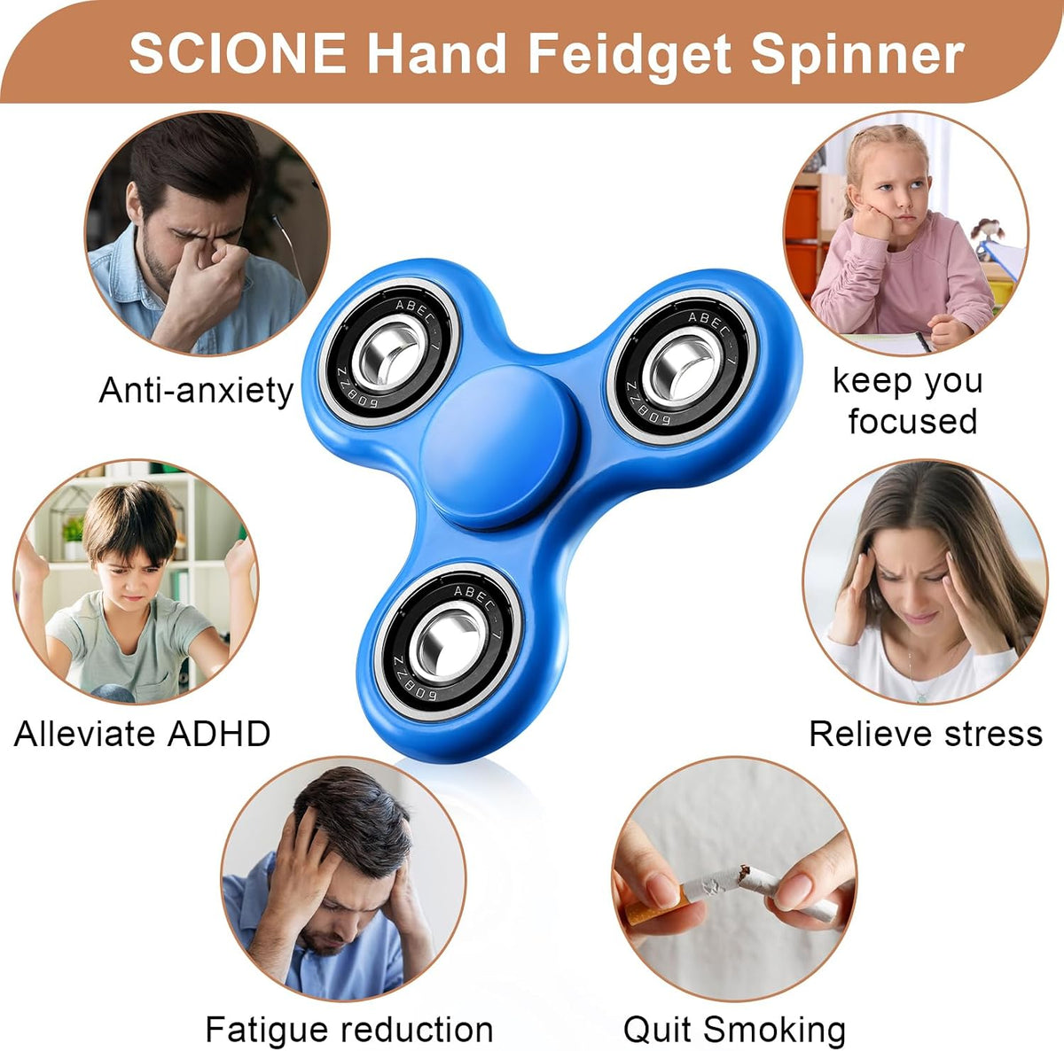 SCIONE Fidget Spinner Toy 1 Pack - Blue - image 4