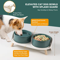 Elevated Ceramic Dog Bowl Set - Green / Medium - image 3