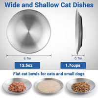 Stainless Steel Cat Bowls, Nonslip Cat Food Dishes or Plates – Essentials for Cats - Silver-6 Pack - image 4
