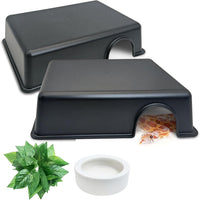Leopard Gecko Humid Hide Reptiles Humidity Box – Essentials for Reptiles And Amphibians - Black Large Hide Box-2Pack