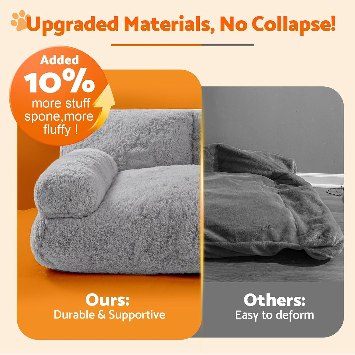 Gimars Large Cat Bed for Indoor Cats - Gray - image 3