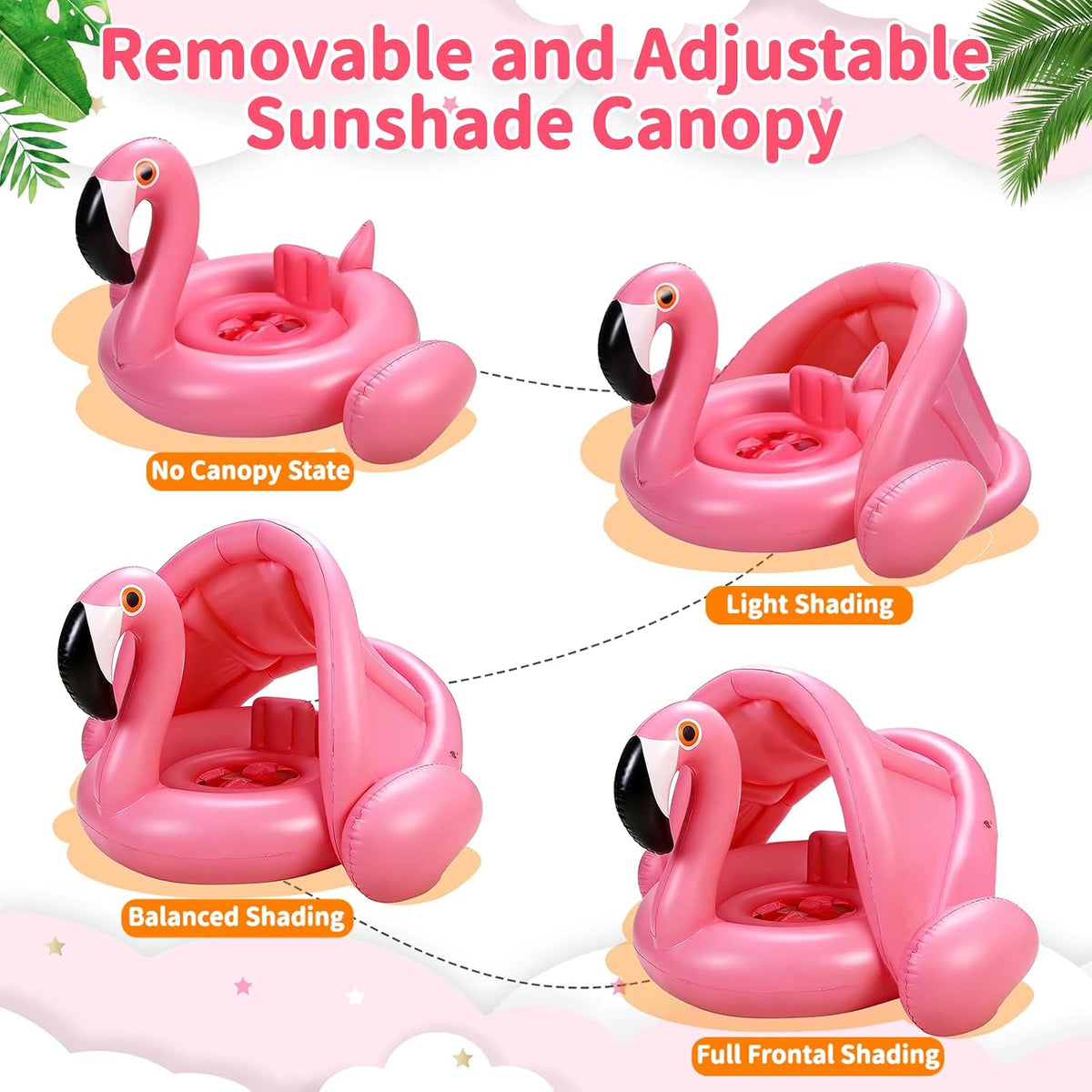 Flamingo Baby Float with Canopy, Baby Pool Float - image 4