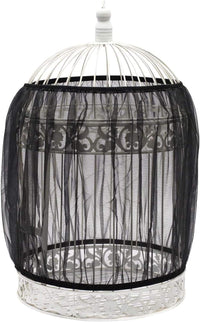 Bird Cage Seed Catcher, Airy Gauze Bird Cage Cover Seeds Guard Dust-Proof Universal Birdcage - Black + White / Small - image 2