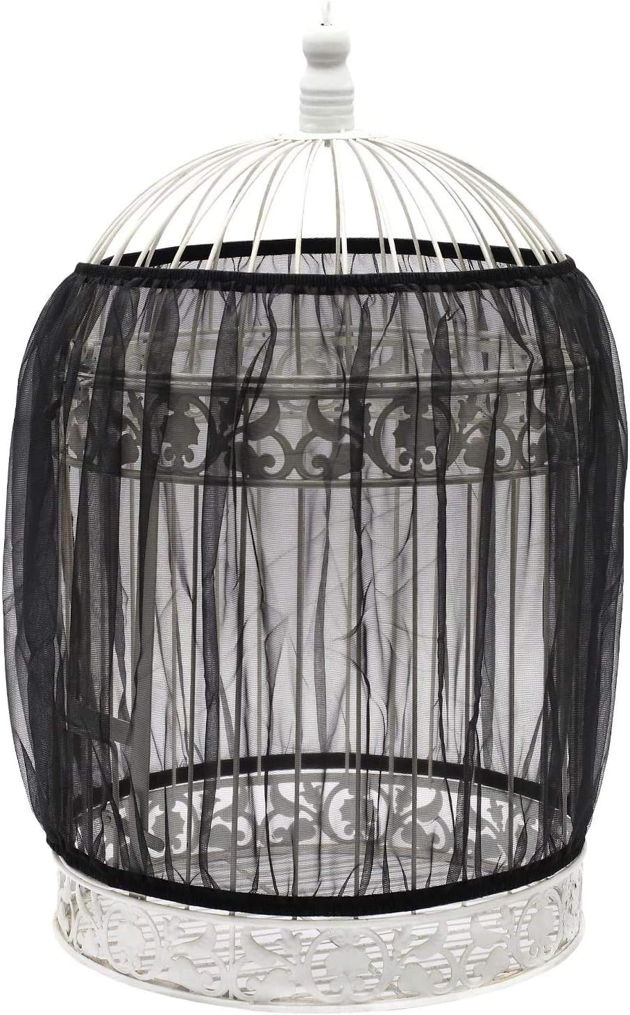 Bird Cage Seed Catcher, Airy Gauze Bird Cage Cover Seeds Guard Dust-Proof Universal Birdcage - Black + White / Small - image 2