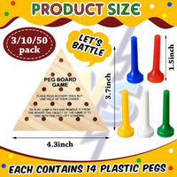 Zhanmai 3 Sets Wooden Triangle Peg Travel Game - Multi-color Peg / 10 - image 2
