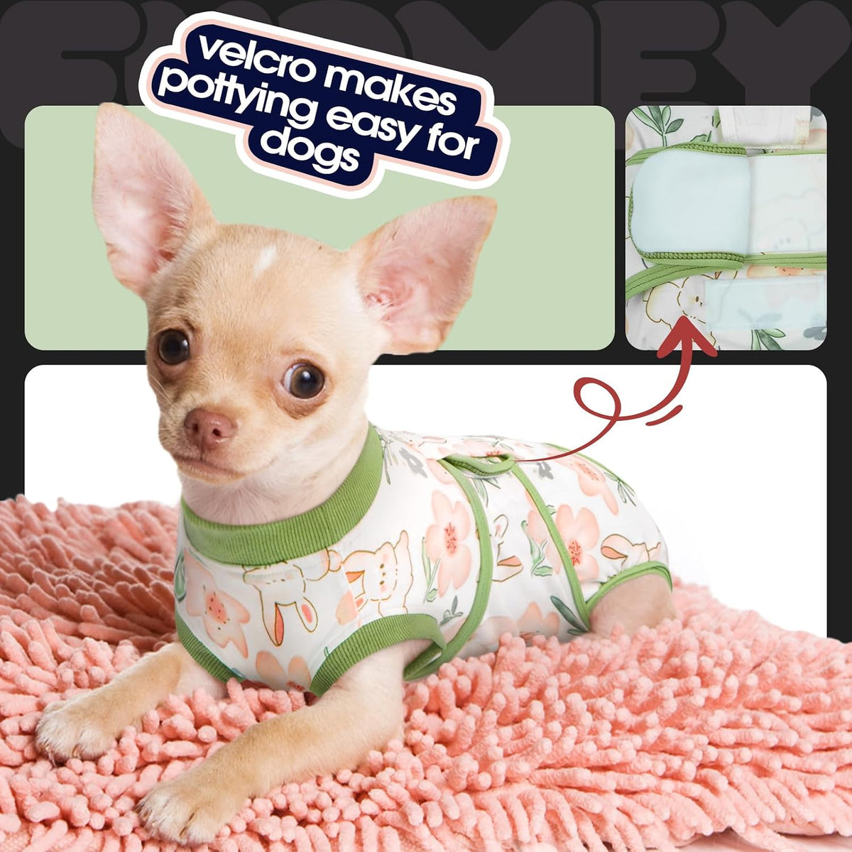 Dog Surgery Suit, Surgical Suit for Dogs, Dog Onesie for Surgery – Essentials for Dogs - M(back:13.4-16.1in,wt:14-25lbs) / Rabbit Flower - image 4