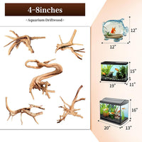 majoywoo Natural Driftwood for Aquarium Decor Fish Tank Decor Reptile - Spiderwood 4 to 8 Inch(Pack of 5) - image 2