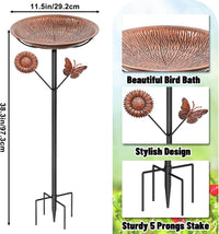 Metal Bird Bath for Outside - Vintage Brown, Butterfly - image 3
