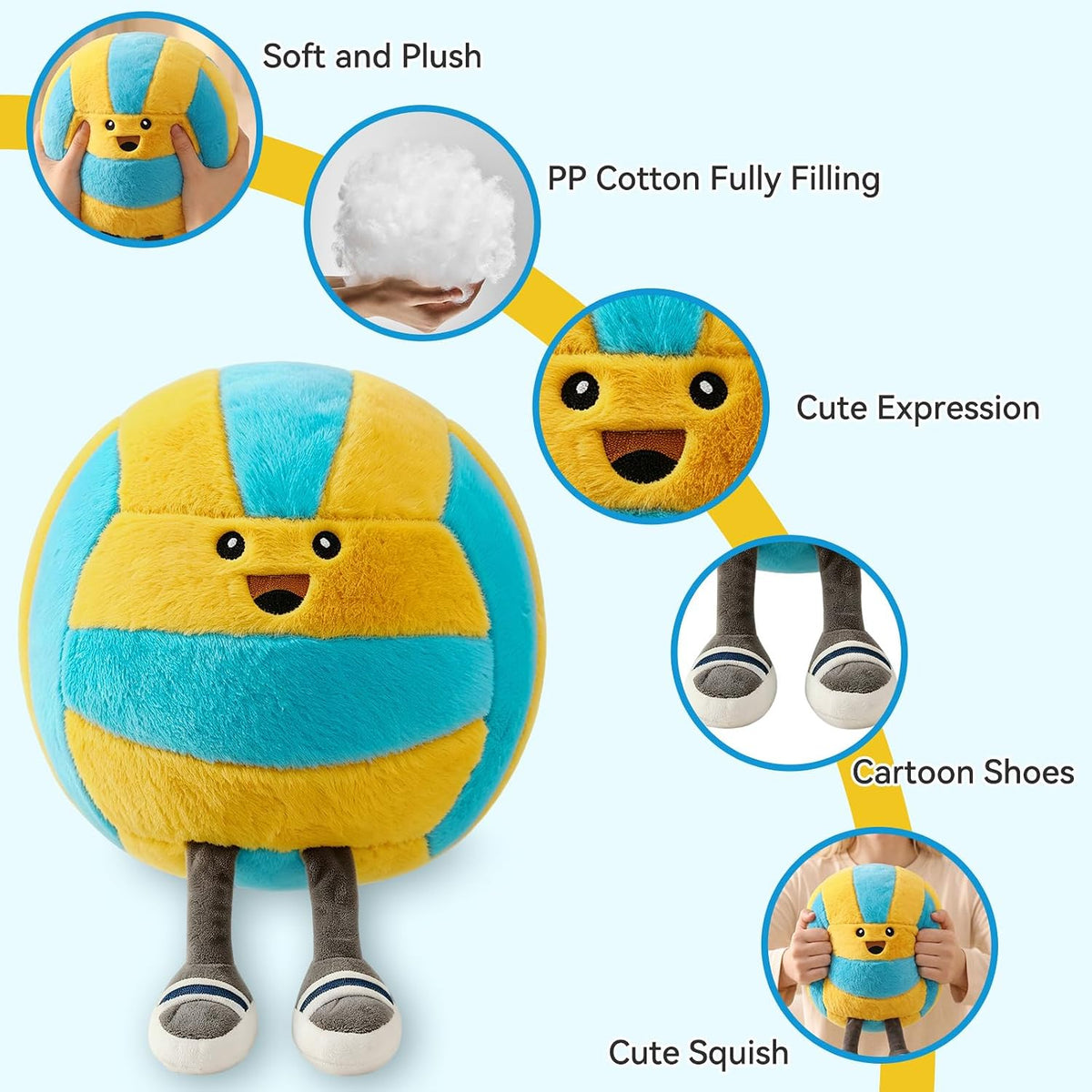 KUCCO-PILLOW 11 inch soccer ball plush pillow with two little legs - view 12