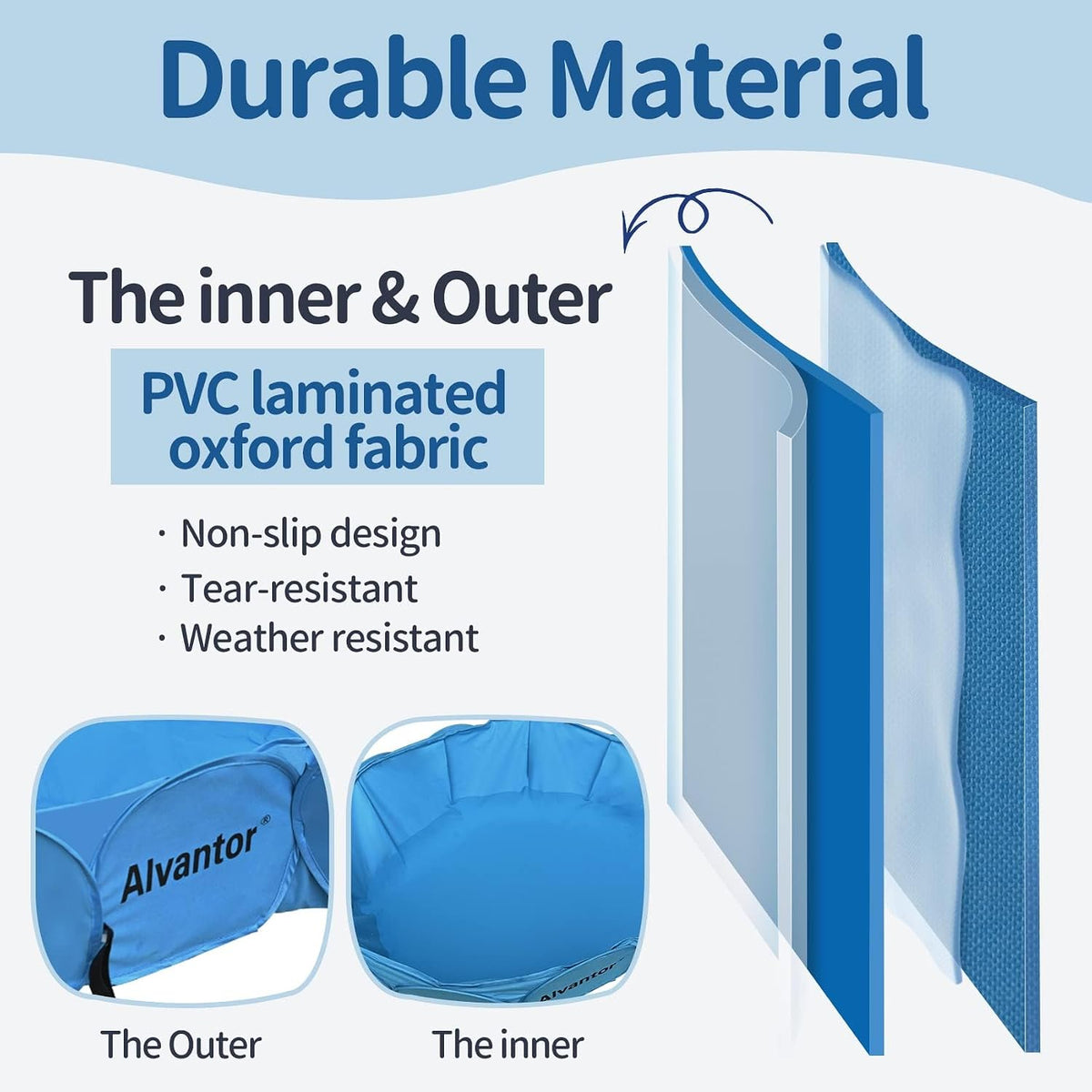 Alvantor Pet Swimming Pool, Foldable - Blue / 63"x12" 2in1 - image 2