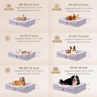 EHEYCIGA Memory Foam Dog Bed for Large Sized, Orthopedic Dog Sofa with Sides and Waterproof Liner, Washable Bolster Pet Couch with Removable Cover, 41x27x7.5 Inch, Purple