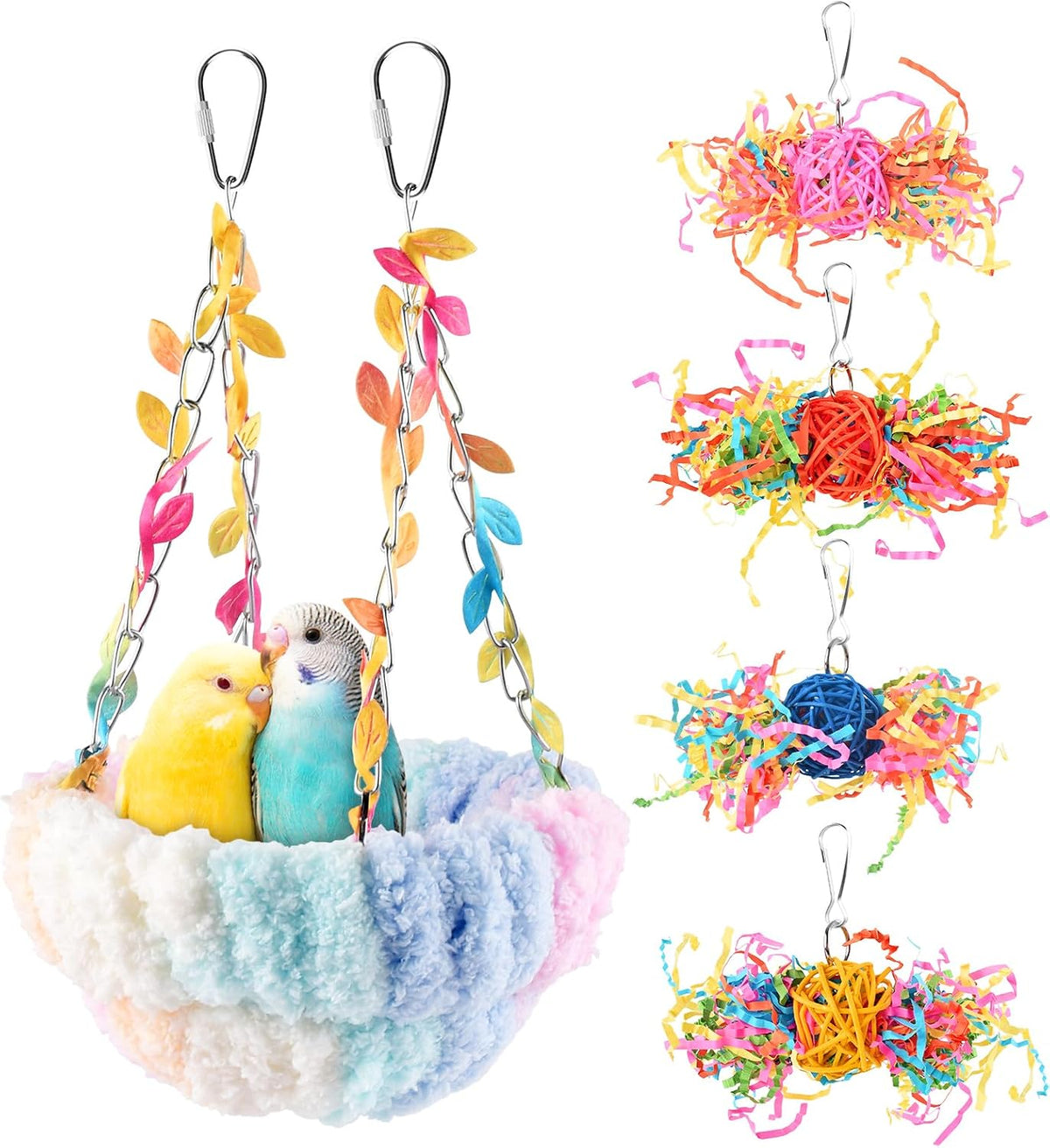KATUMO Bird Nest, Conure Breeding Bed Parrotlet Snuggle Nest Lovebird Bed Bird Swing Bed for Small - 6.7"L x 6.7"W x 3.5"Th / Pink